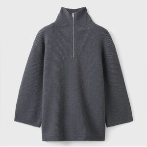 Toteme charcoal ribbed Fisherman sweater